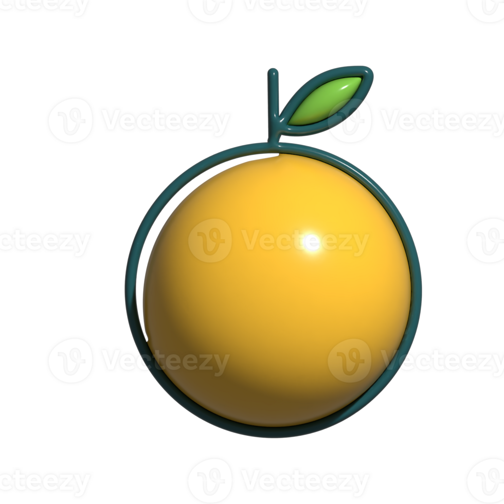 3D Yuzu Fruit Yellow Citrus Icon in Fun Cartoon Look png