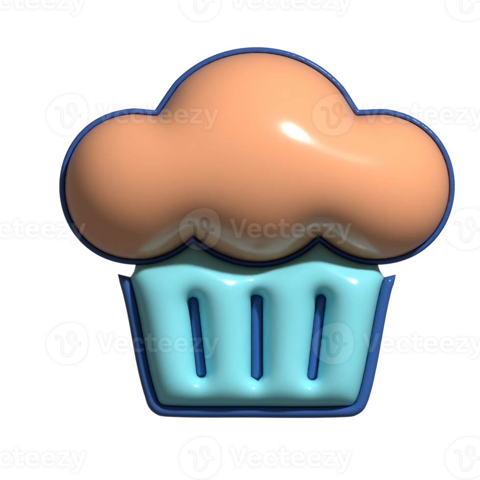 3D Cartoon Muffin Icon Cute and Sweet Bakery Dessert png