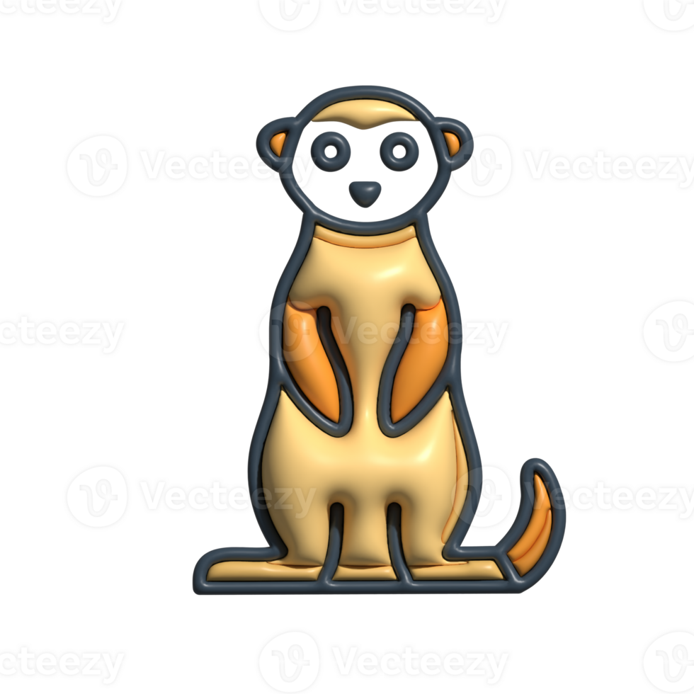 3D Cartoon Meerkat Icon Cute Standing Animal, Desert Lookout, and Safari Wildlife Character png
