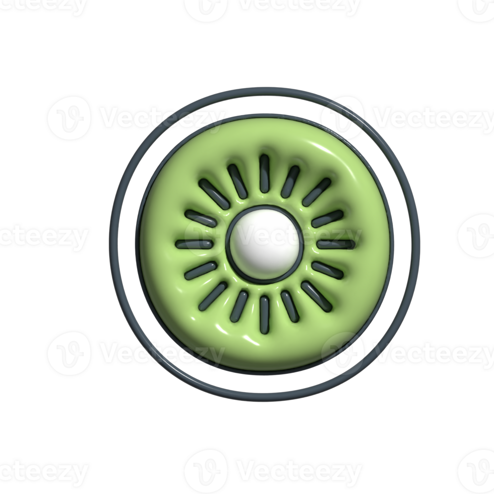 3D Cartoon Kiwi Fruit Icon Cute Brown Fuzzy Fruit with Green Flesh png