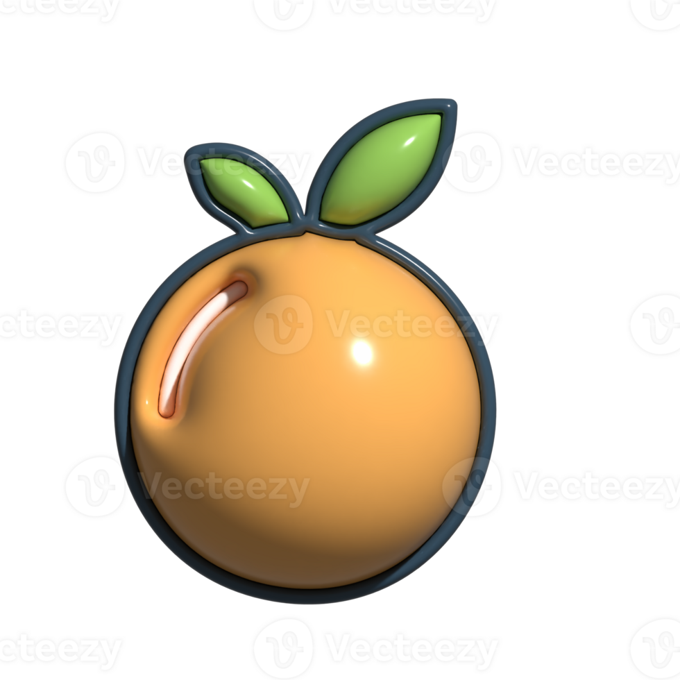 Cute 3D Yuzu Icon Fresh Asian Citrus with Leaf in Playful Style png