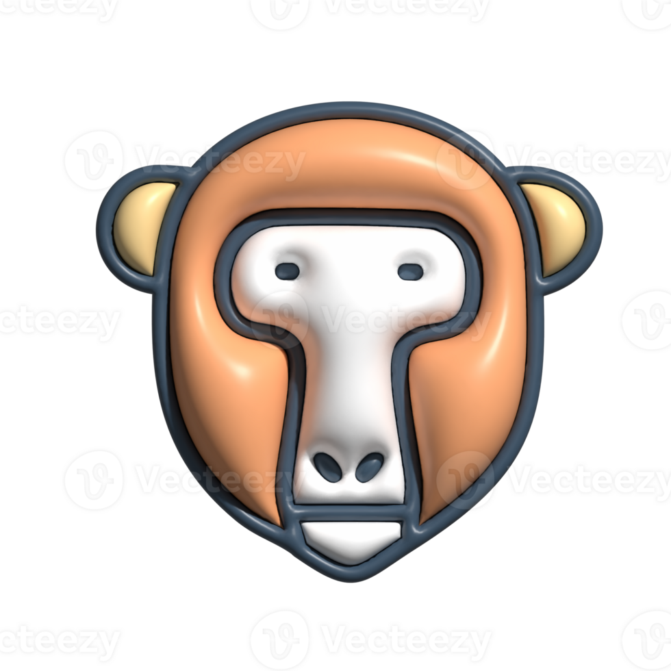 3D Baboon Cute Cartoon Monkey, African Forest Mammal, and Playful Wildlife Symbol png