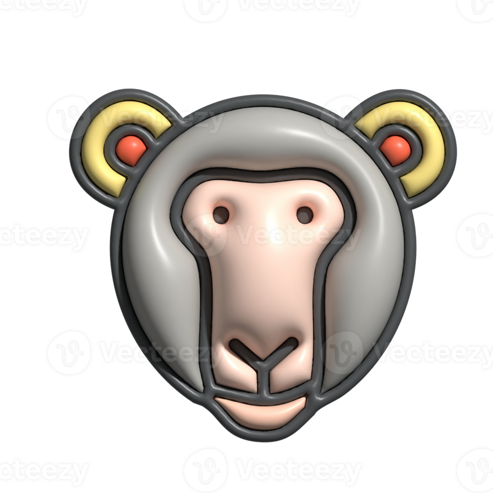 3D Cartoon Baboon Icon Funny Wild Primate, Colorful Face Monkey, and Jungle Character Design png