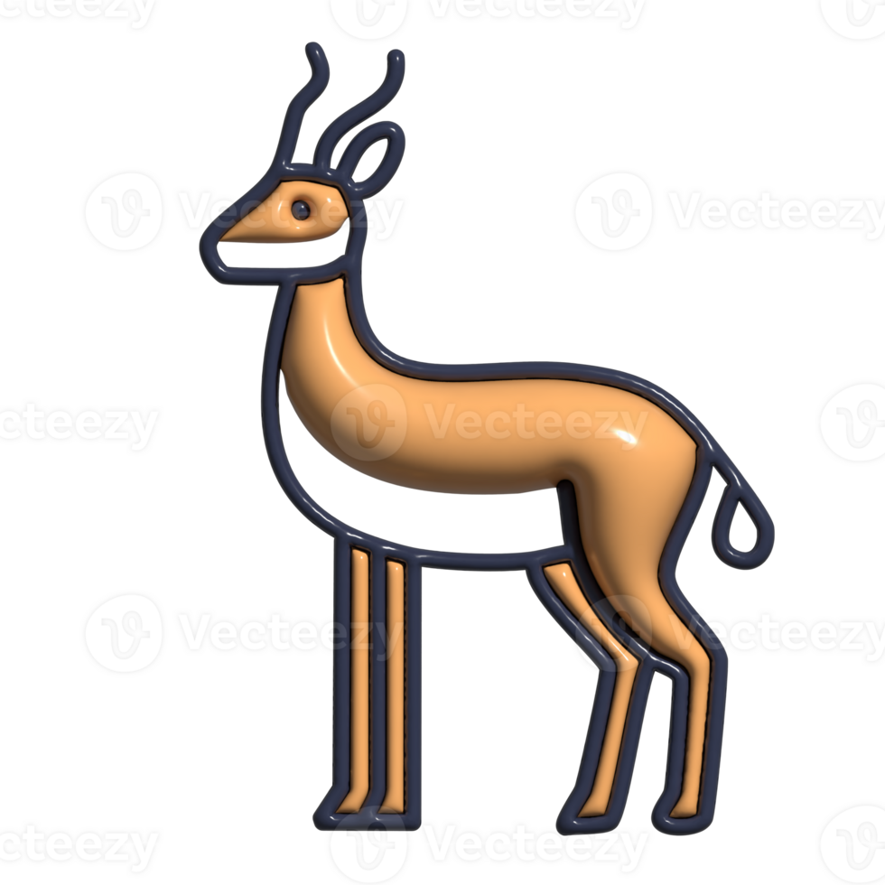 3D Gazelle Playful African Mammal, Graceful Antelope, and Nature Symbol Icon png