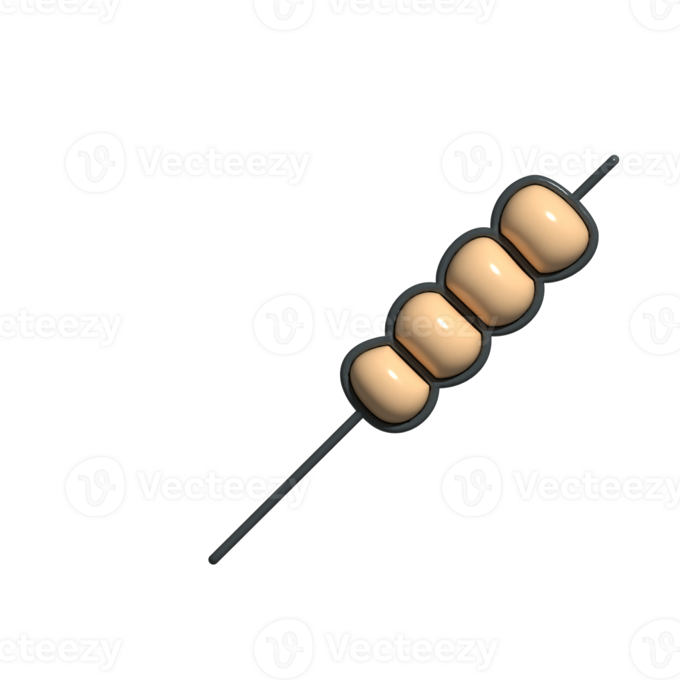 Delicious Satay 3D Grilled Meat Skewer in Cartoon Style png