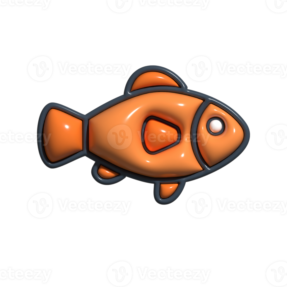 Colorful 3D Clown Fish Icon Underwater Creature, Cartoon Sea Life, and Reef Mascot png
