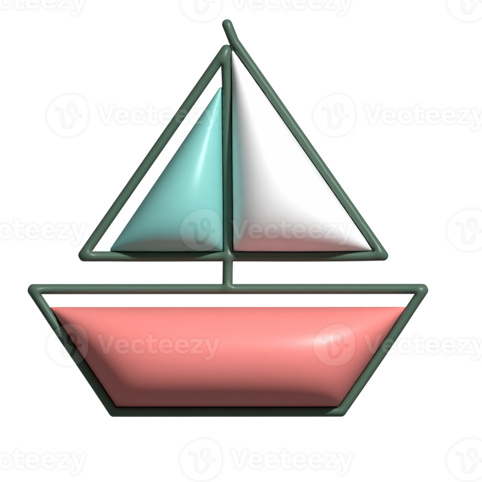 Modern 3D Sailboat Icon Yacht Illustration, Watercraft Navigation, and Coastal Voyage Concept png