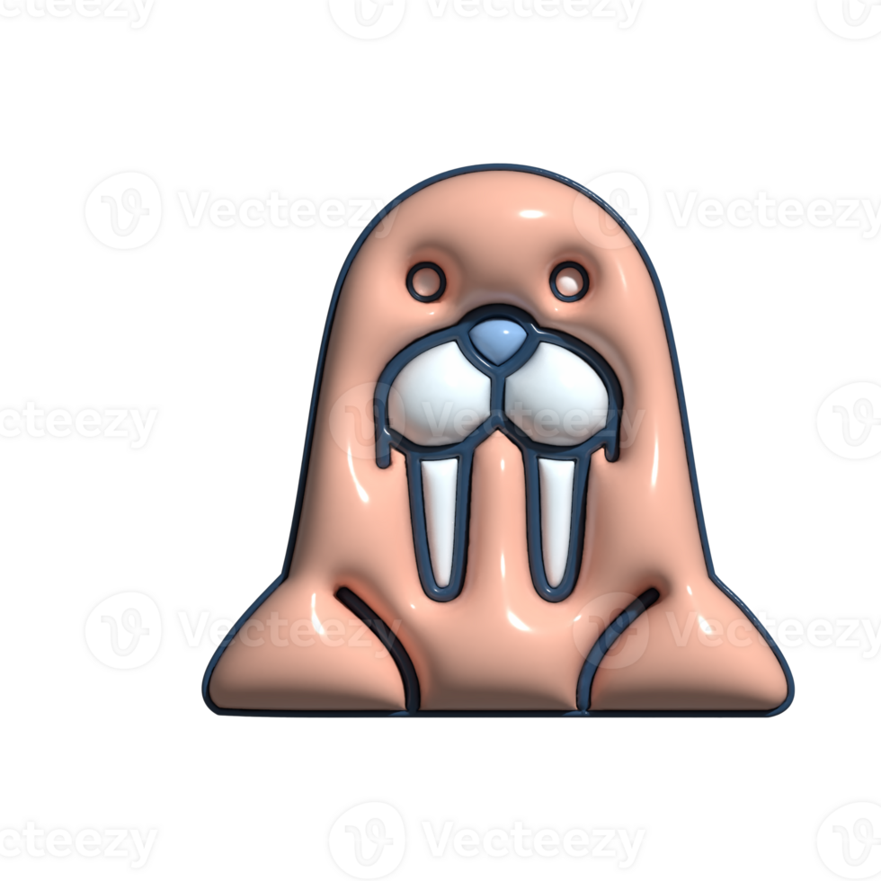 3D Render of Walrus Icon Arctic Mammal, Tusked Sea Creature, and Cold Ocean Wildlife Symbol png