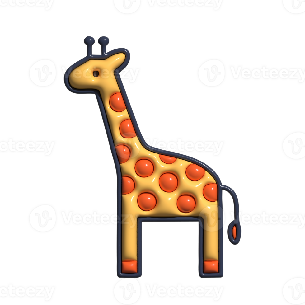 3D Giraffe Gentle Giant, African Savannah Creature, and Herbivore Nature Concept png