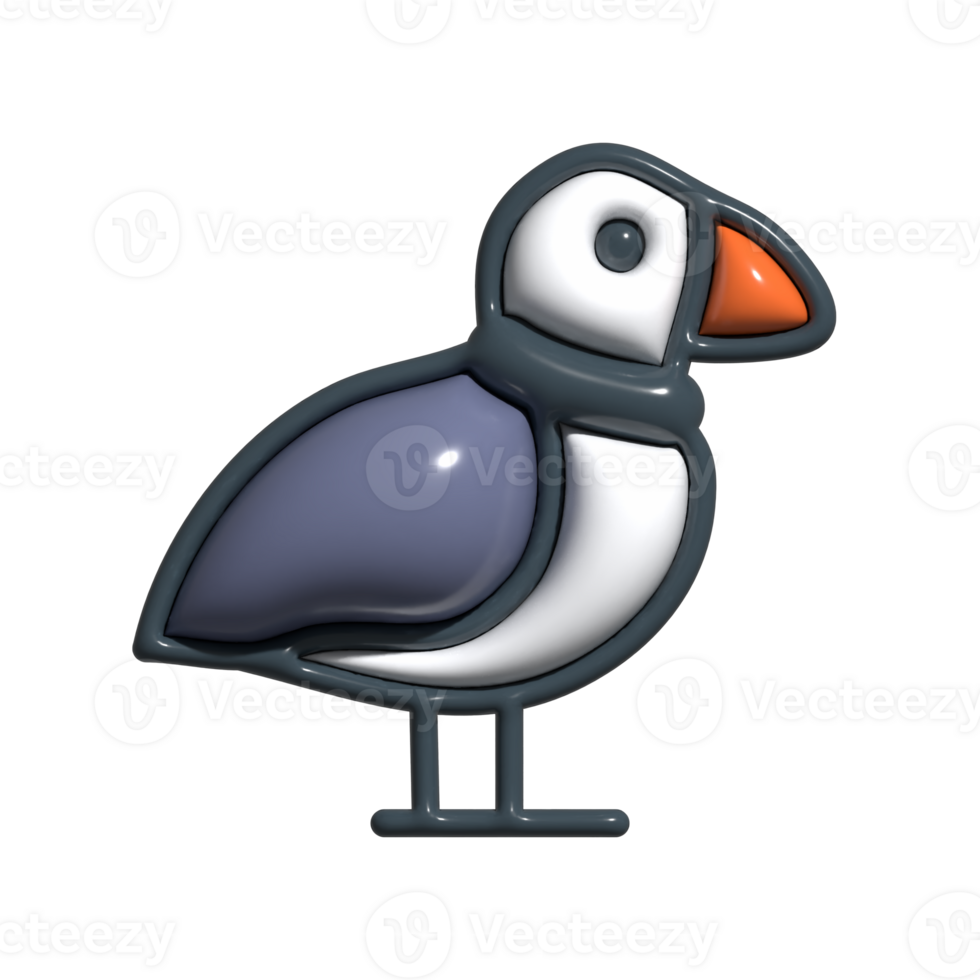 Modern 3D Puffin Icon Marine Bird, Fish Hunter, and Nature Conservation Design png