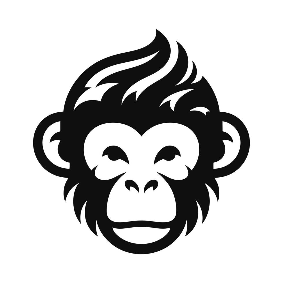 a monkey head with a long hair on it vector