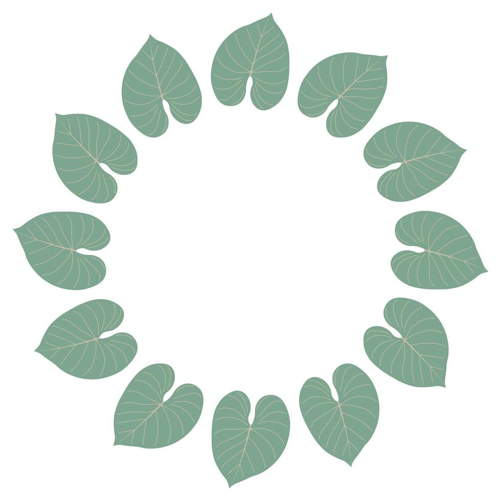 Circular plant-themed frame with vibrant green leaves. Abstract botanical design suitable for banners, invitations, and greeting cards. art vector