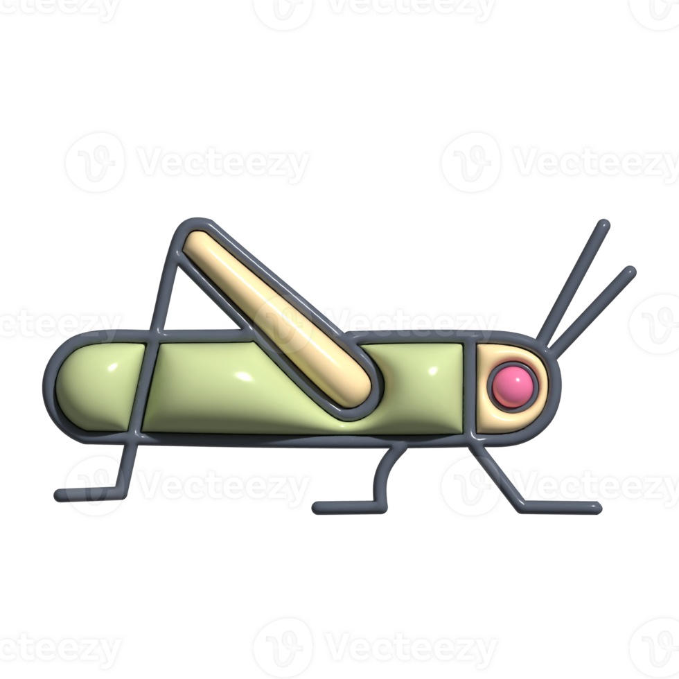 3D Cartoon Grasshopper Icon Cute Green Insect, Funny Jumper, and Adorable Nature Character png