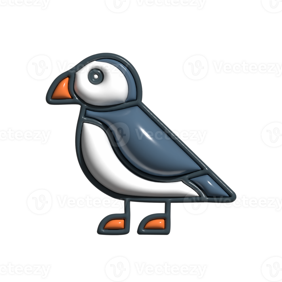 3D Render of Puffin Icon Colorful Beaked Seabird, Coastal Flyer, and Arctic Wildlife Symbol png