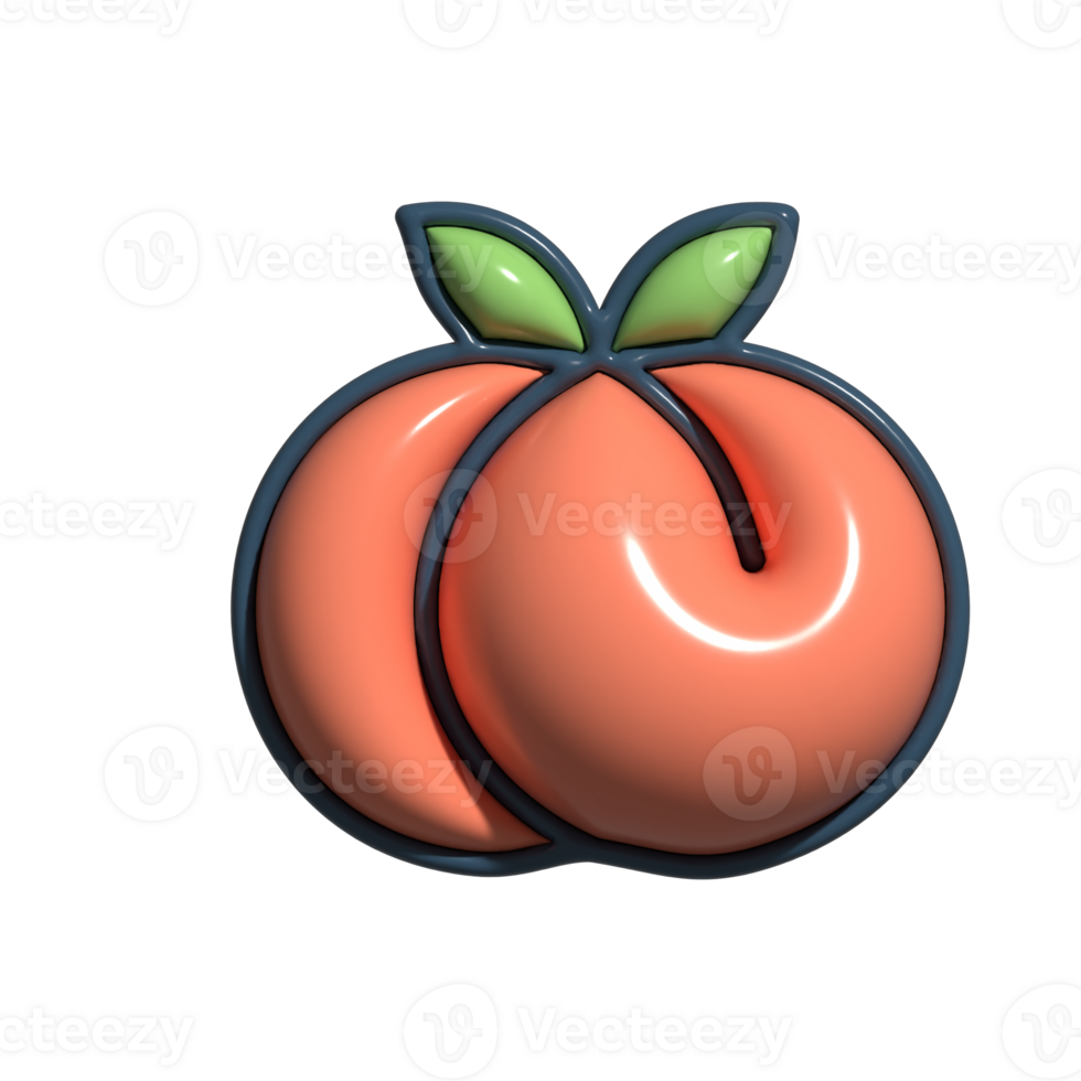 Cartoon 3D Icon of Apricot Half Cut with Seed Inside png