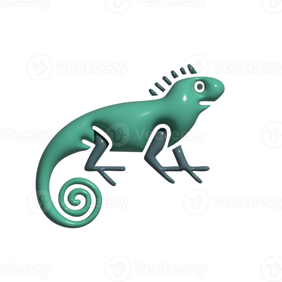 3D Iguana Colorful Spiked Reptile, Funny Forest Animal, and Nature Wildlife Icon png