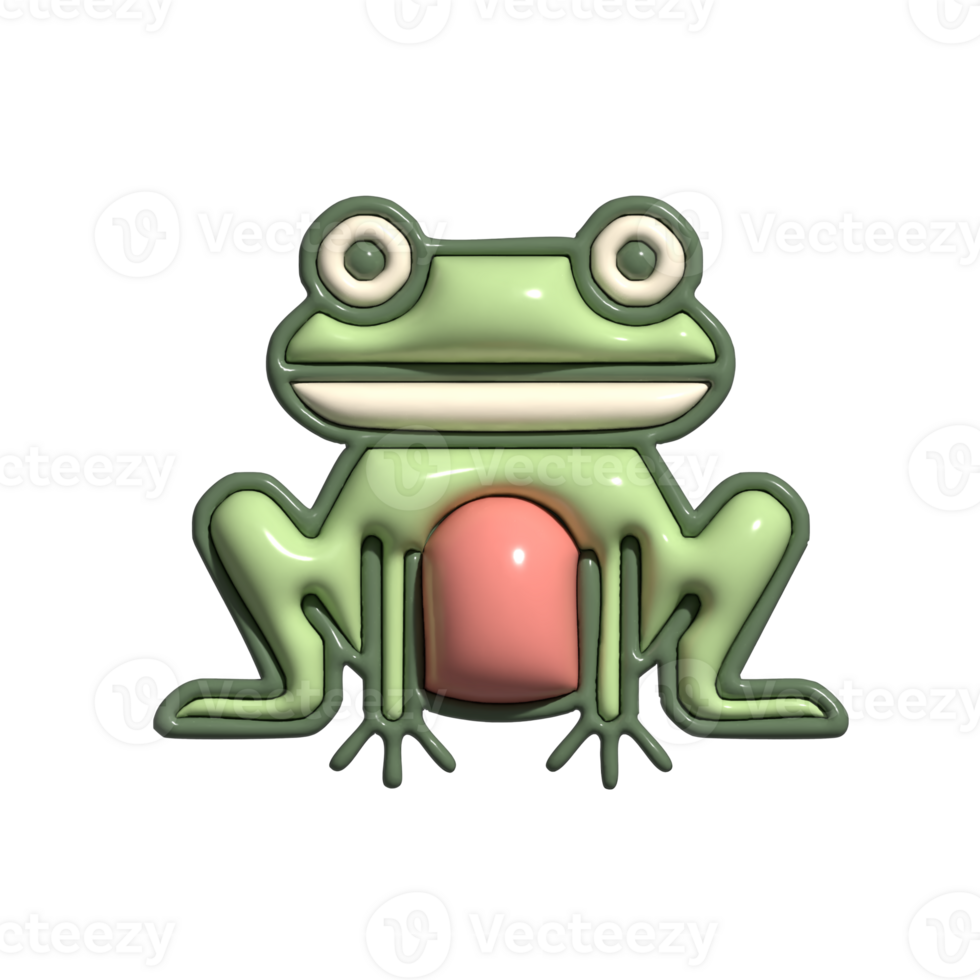 3D Cartoon Frog Icon Cute Jumping Amphibian, Pond Creature, and Playful Wildlife Character png