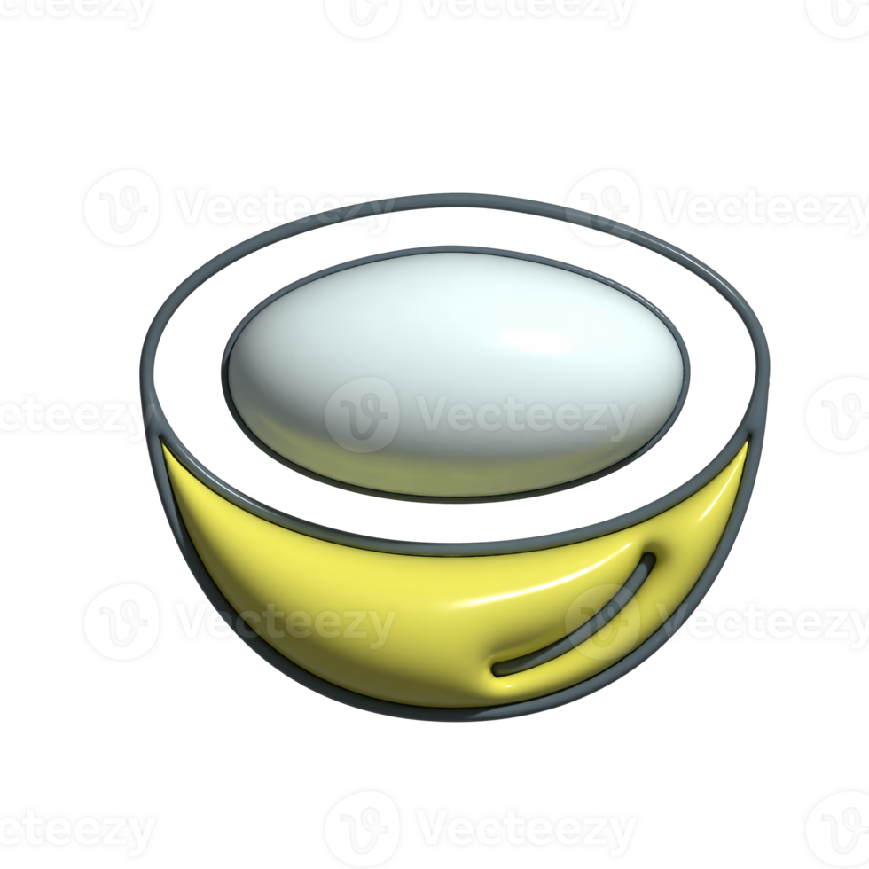 Cute 3D Coconut Icon Fresh Cartoon Style Nut with Straw and Smiley Face png
