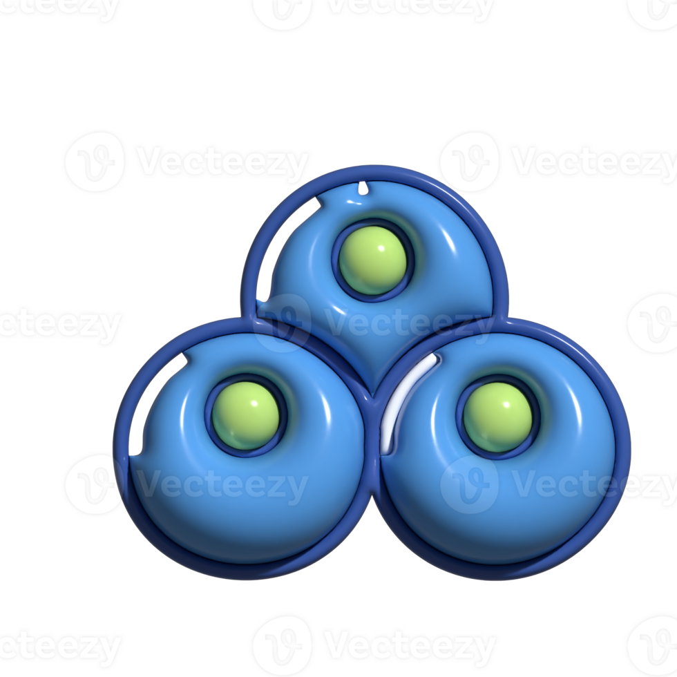 3D Cartoon Blueberries Icon Cute Berry Cluster with Glossy Texture and Fun Style png