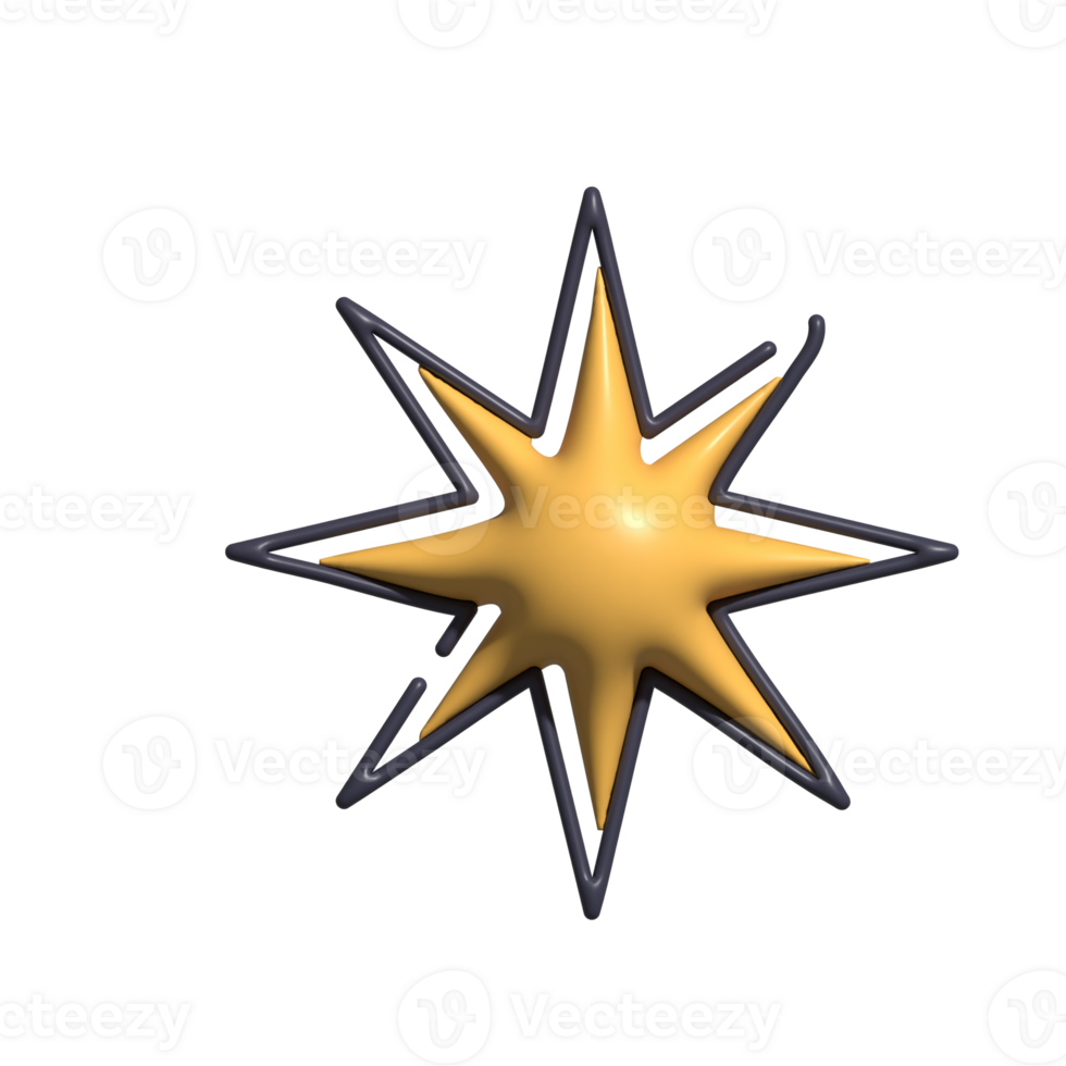 3D Star Bright Star Symbol, Celestial Body, and Cosmic Energy Design png
