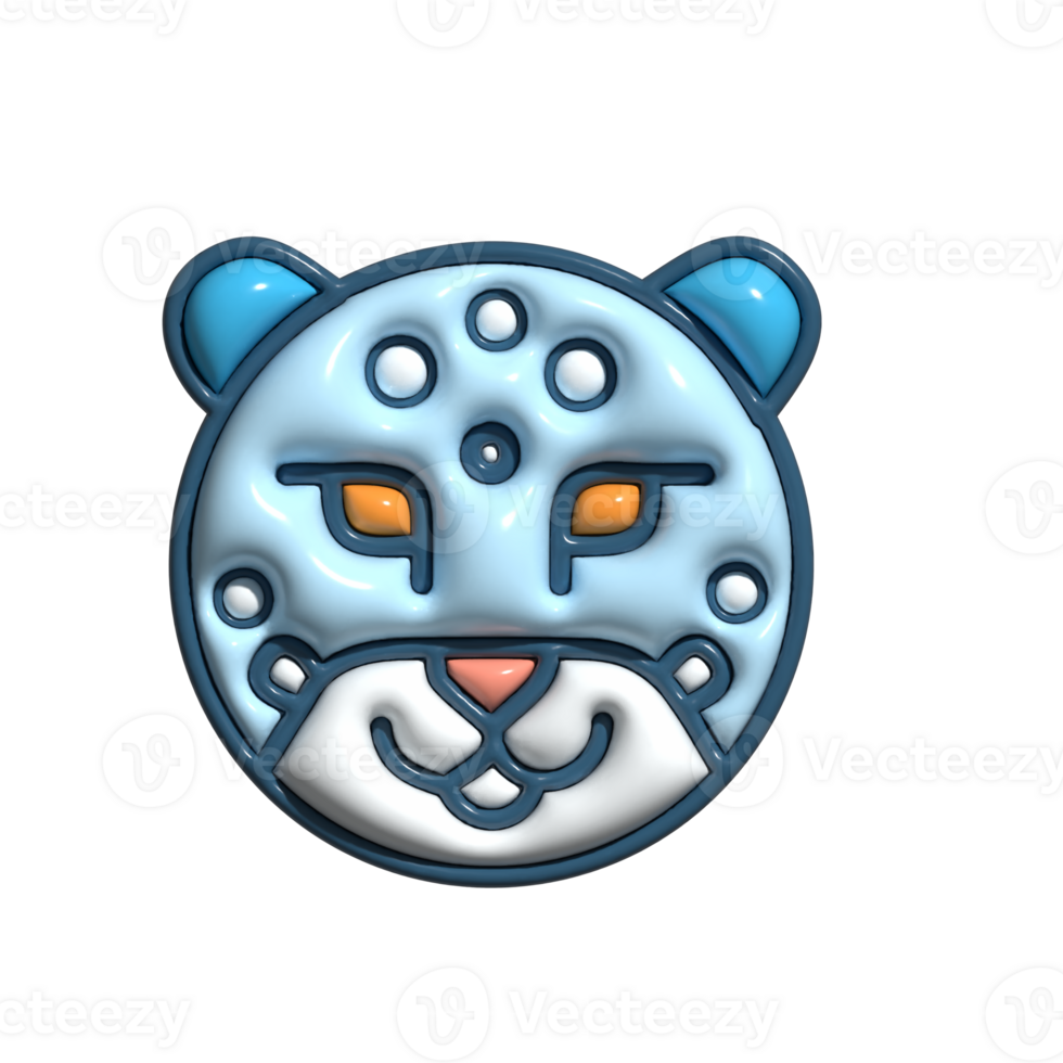 Modern 3D Snow Leopard Icon Powerful Feline, High-altitude Hunter, and Nature Conservation Design png