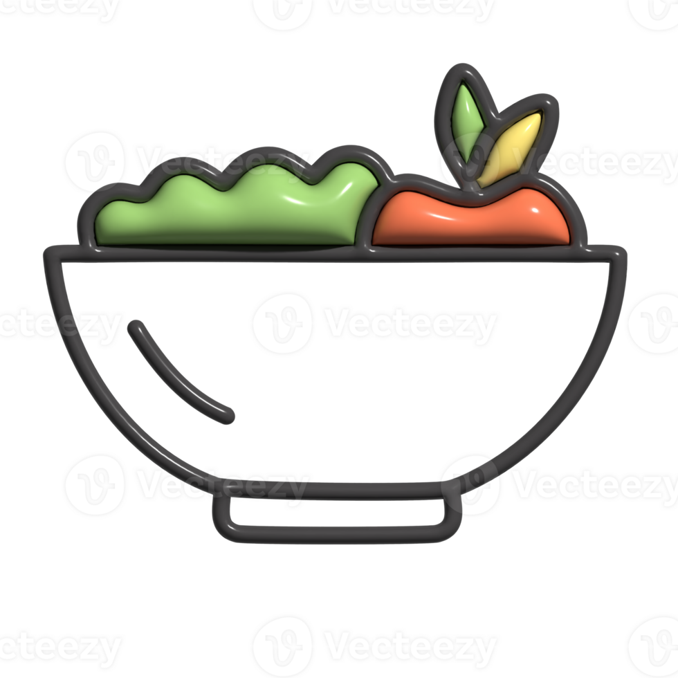 Colorful Vegetable Soup 3D Icon Cute Cartoon Style Illustration png