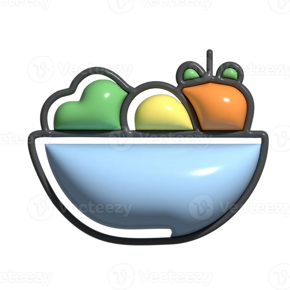 3D Cartoon Boiled Vegetables Icon Healthy and Simple Food Design png