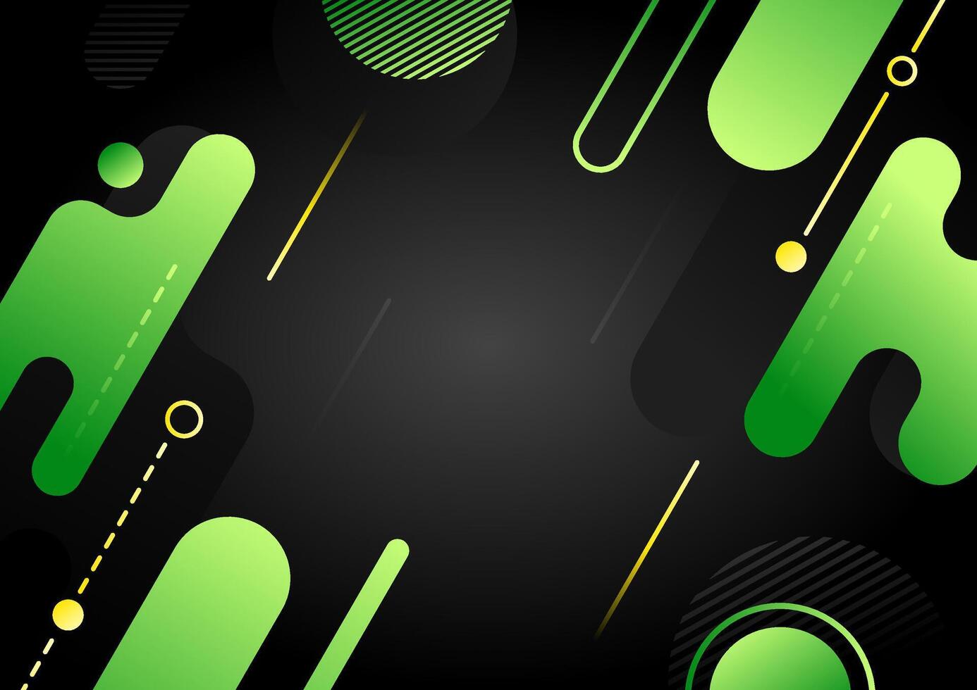 abstract green gradient and black background with geometric shapes vector