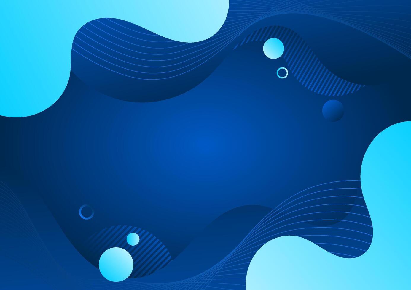 abstract fluid shape blue gradient background with waves and bubbles vector