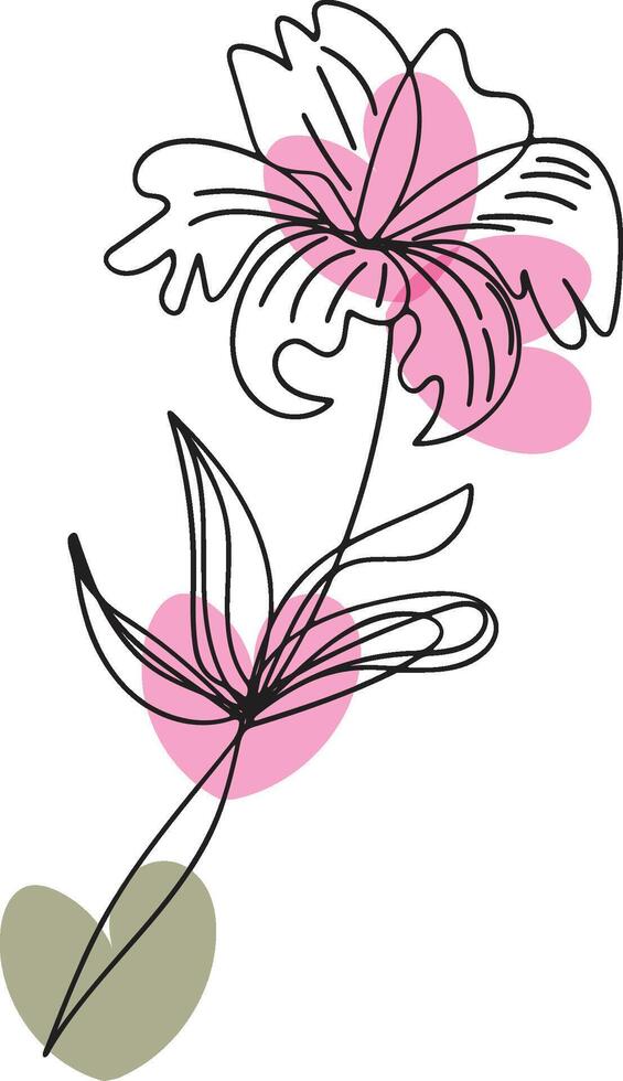 Intricate floral line art design with blossoms and leaves vector