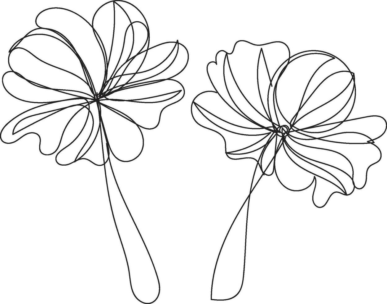 Elegant Floral Line Art Design Featuring Delicate Flowers and Leaves in a Classic Style vector