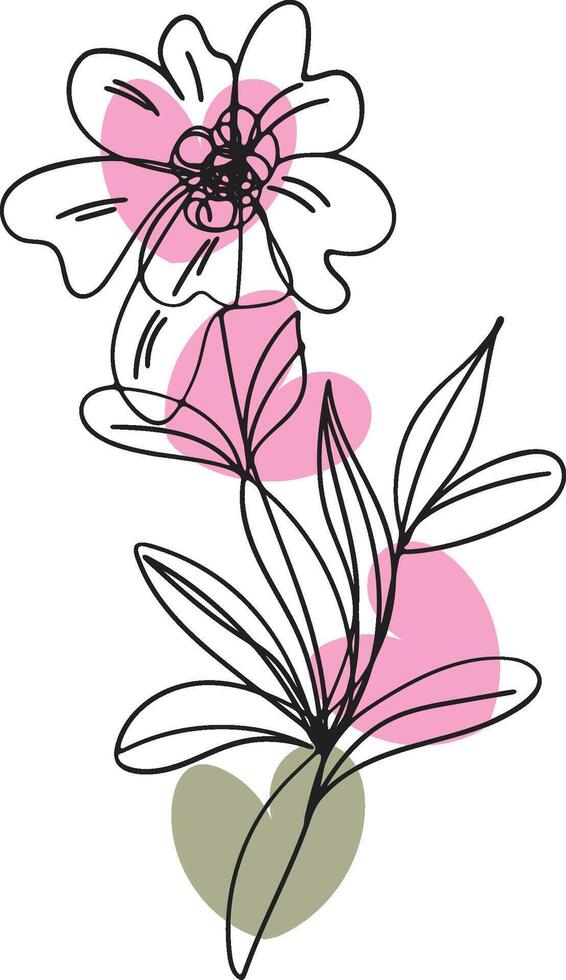 Floral Line Art Design Featuring Delicate Flowers and Leaves in a Classic Style vector