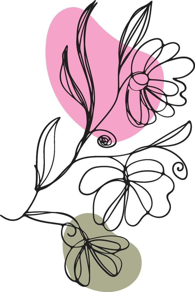 colorful floral line art vector