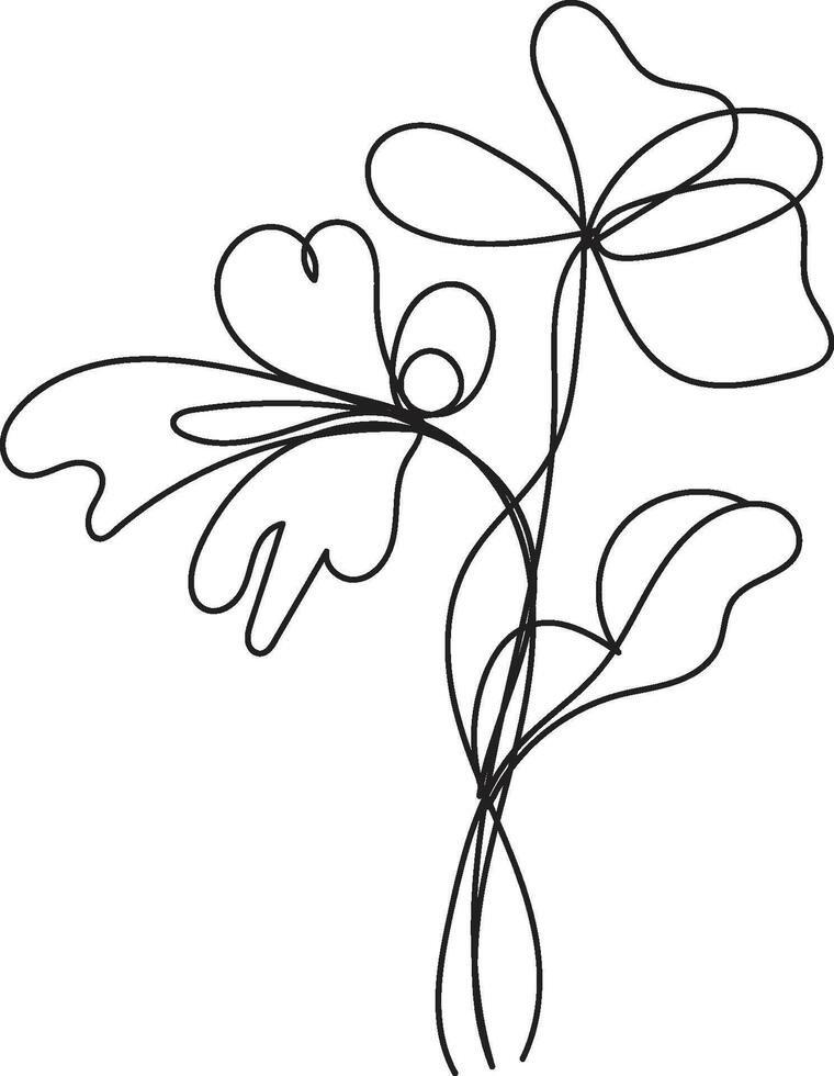 simple floral line art design vector