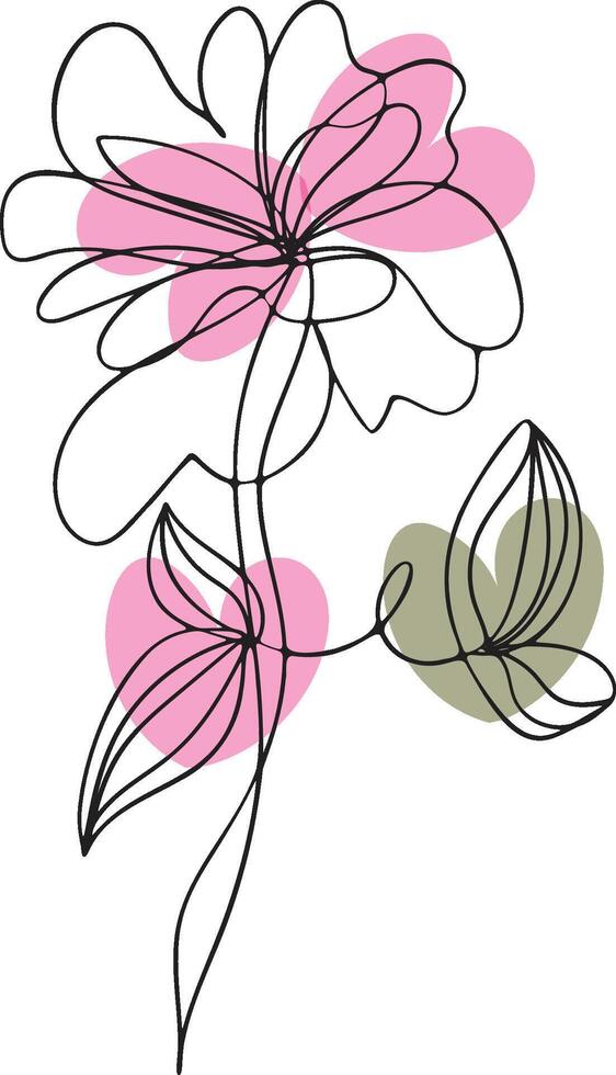 Flowers and Leaves in a Variety of Colors vector