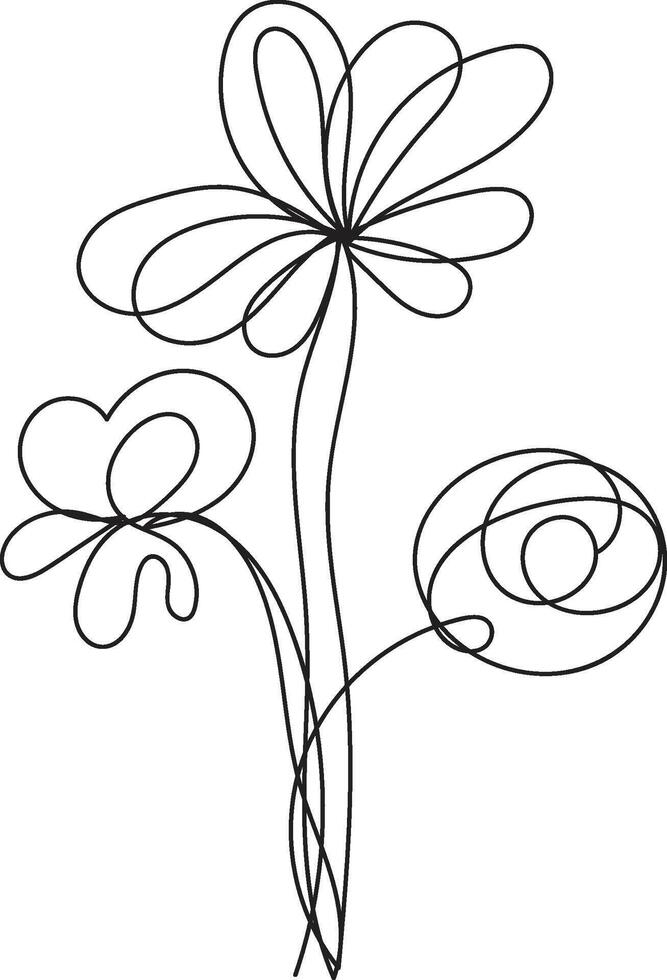 Floral Line Art Design featuring intricate details and delicate blossoms in a variety of colors perfect for various design projects vector