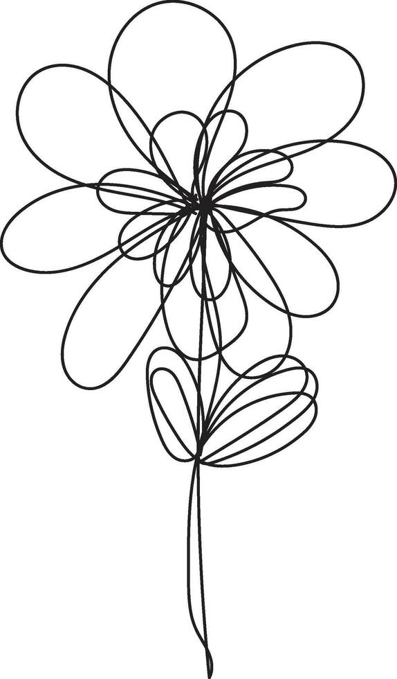Hand drawn flat design simple floral line art vector