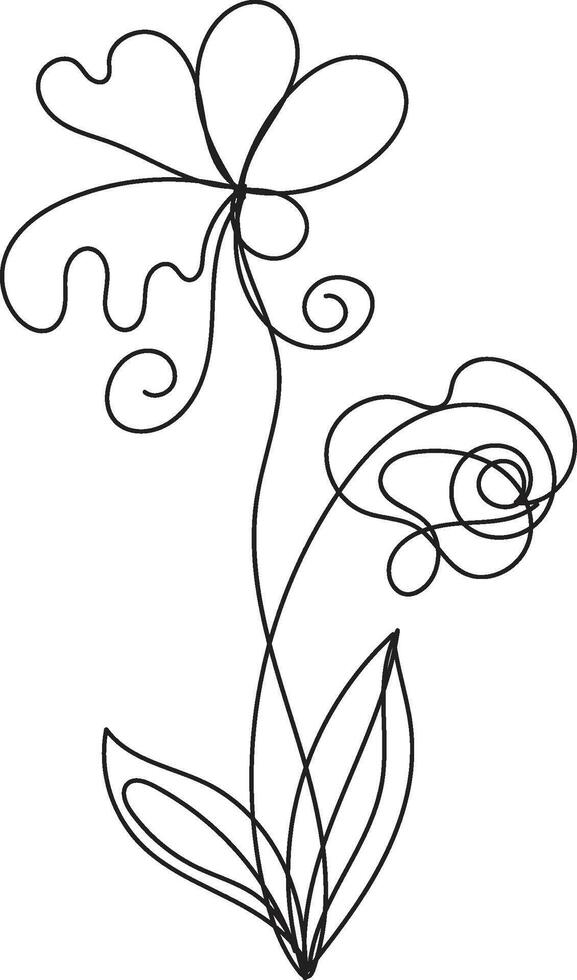 Single Flower Line Art vector