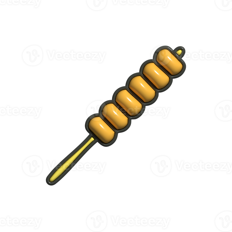3D Satay Icon Skewered Meat Cartoon Illustration png