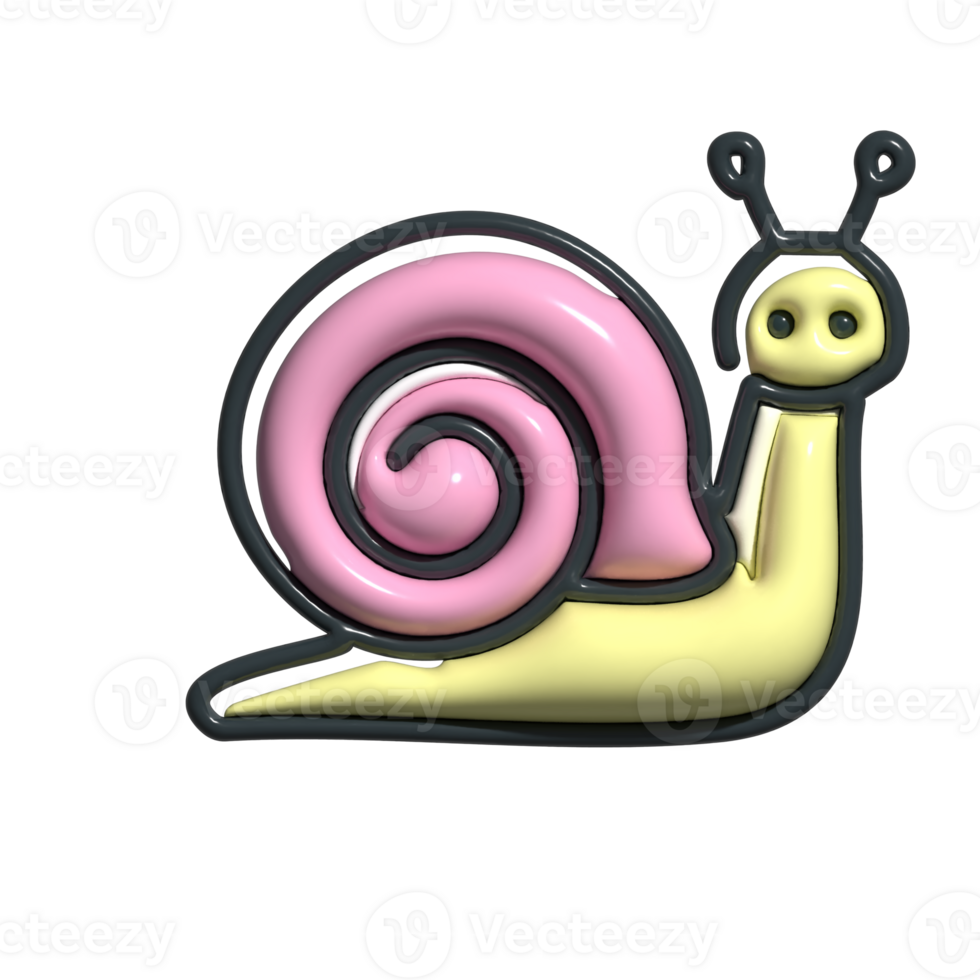 3D Cartoon Snail Icon Cute Slow Crawler, Funny Shell Bug, and Adorable Nature Character png