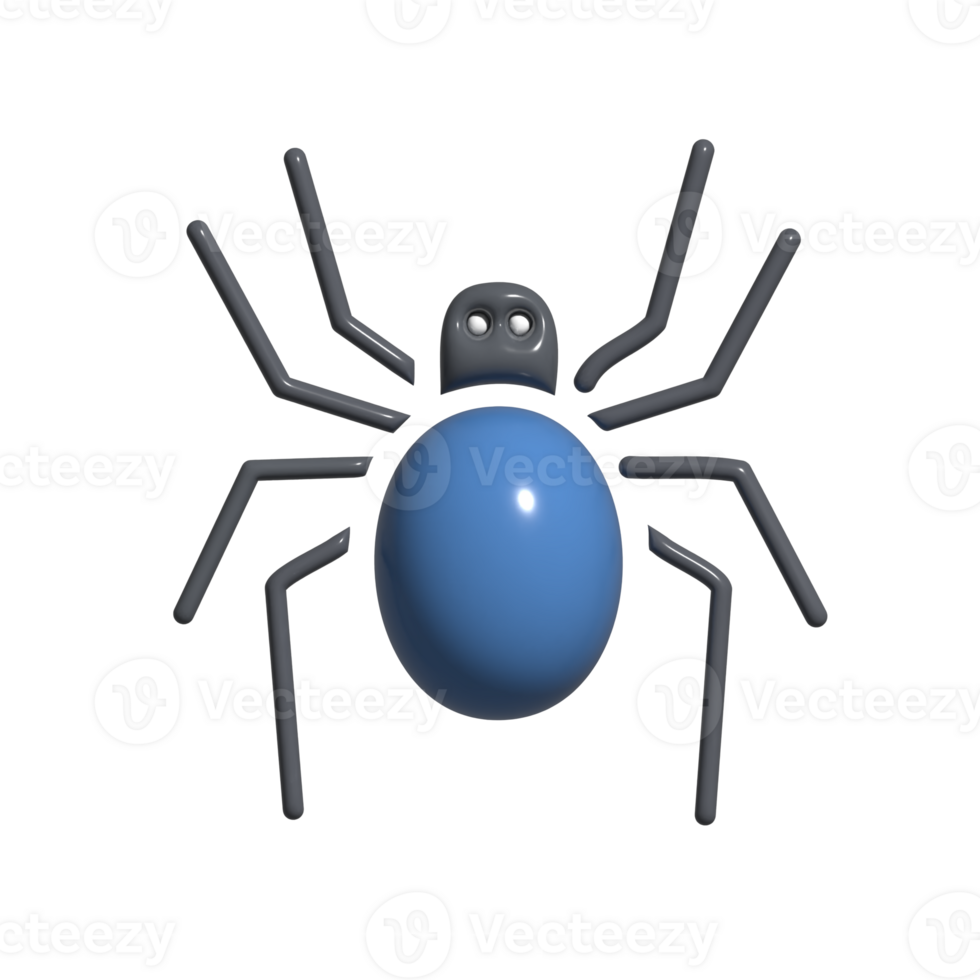 3D Spider Animated Halloween Insect, Smiling Nature Character, and Web Spinner png