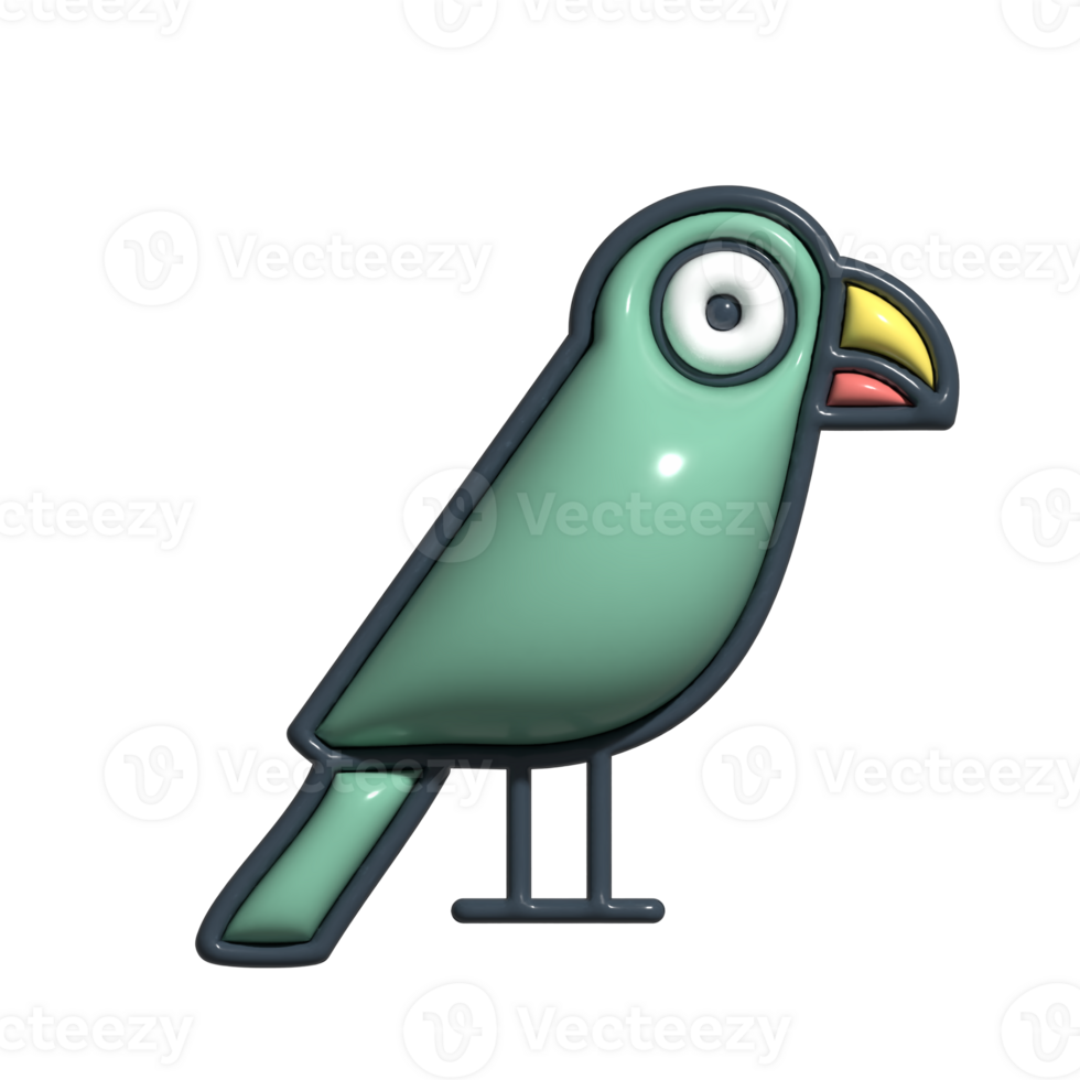 3D Parrot Vibrant Feathers, Animated Exotic Bird, and Nature Mascot Design png