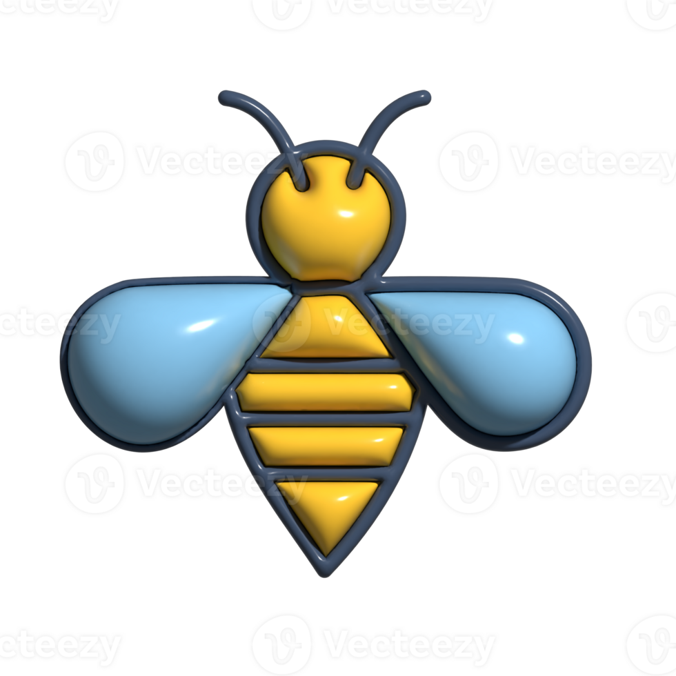 3D Bee Adorable Honeybee, Animated Garden Bug, and Cheerful Buzzing Insect png