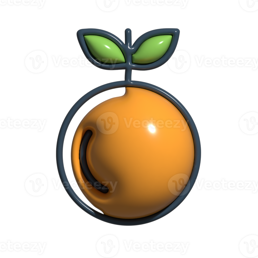 3D Cartoon Yuzu Icon Unique Japanese Citrus with Cute Glossy Style png