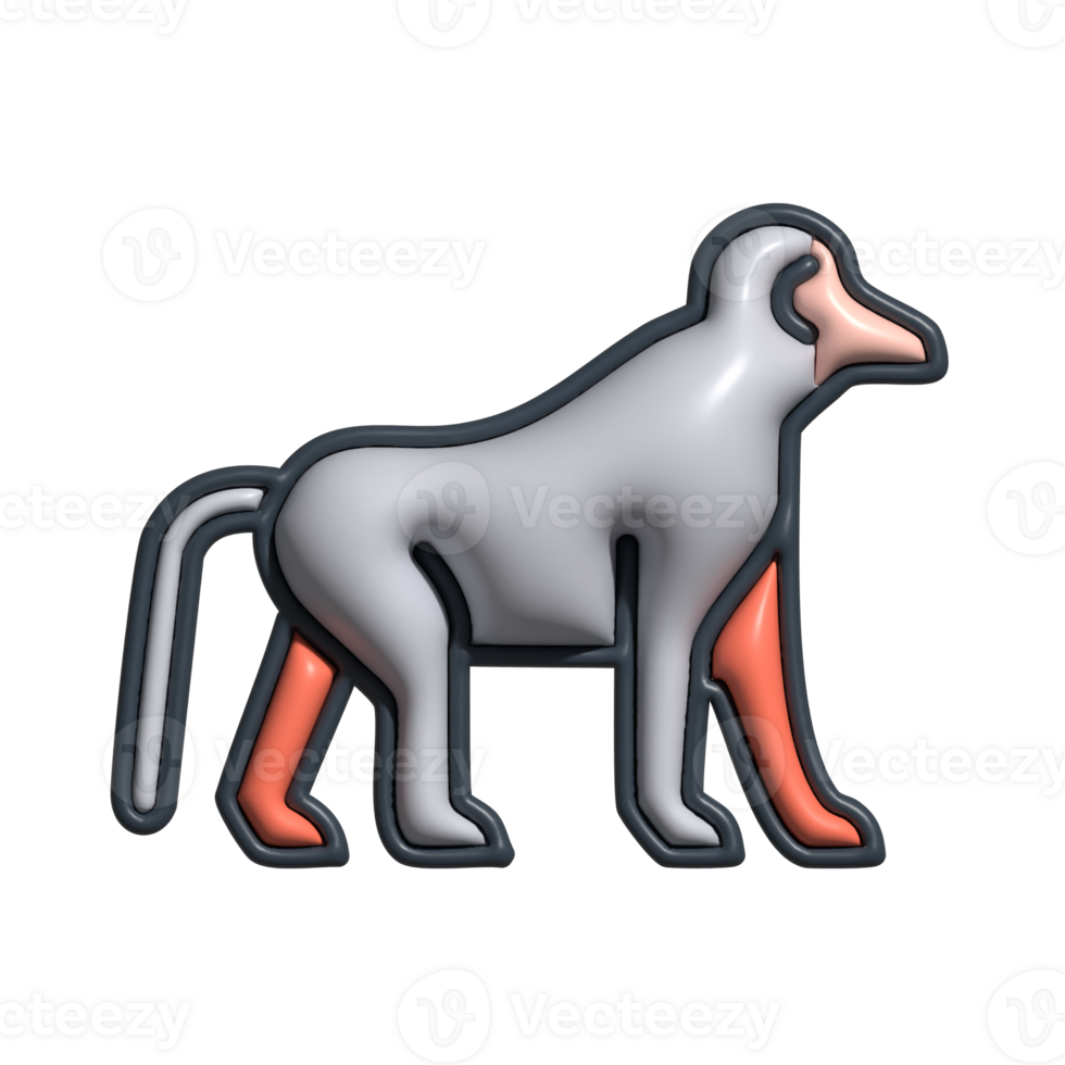 Adorable 3D Baboon Icon Jungle Primate, Animated Big Monkey, and Safari Animal Illustration png