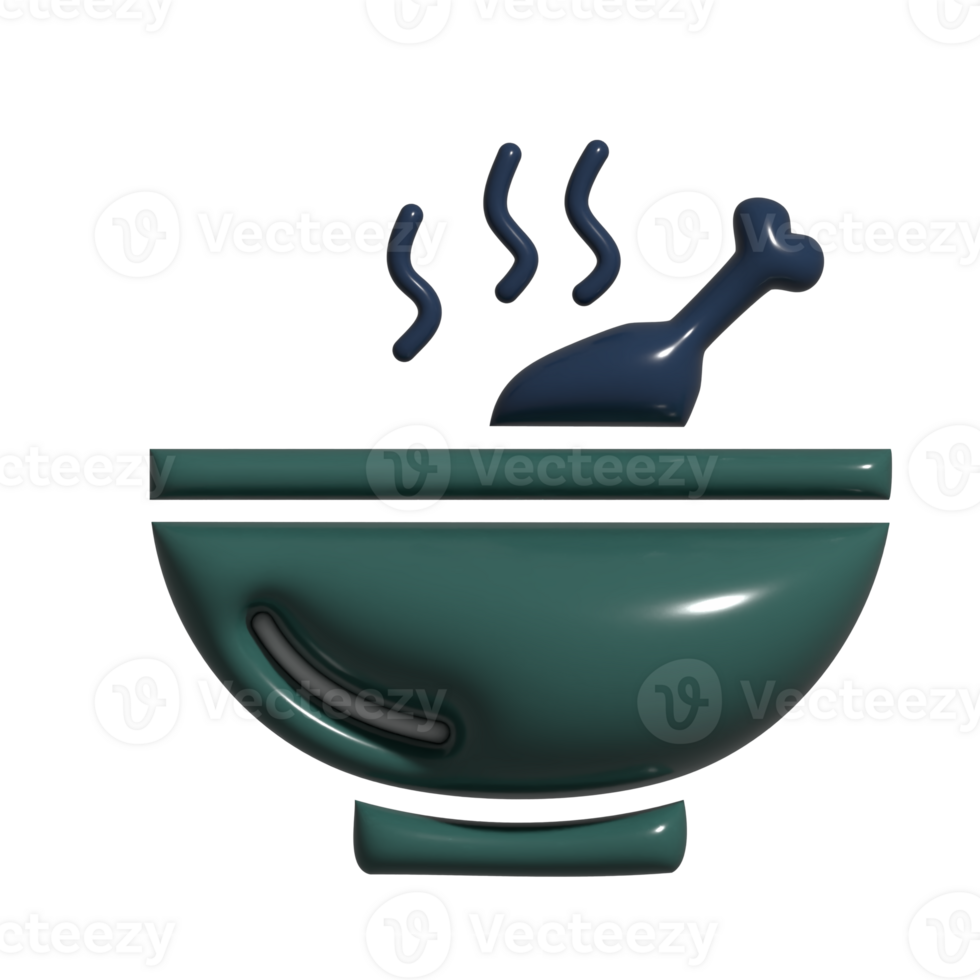 3D Cartoon Chicken Soup Icon in Bowl Cute and Tasty Design png
