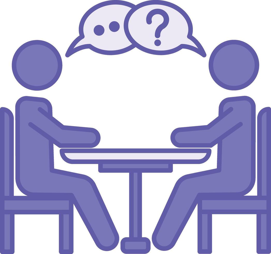 Colored Consultation Icon. Illustration. Specialist Gives Advice. Two People Sitting at the Table and Talking. Concept Speaking vector