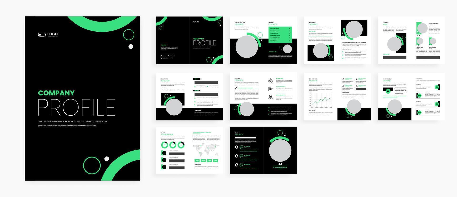 dark company profile template vector