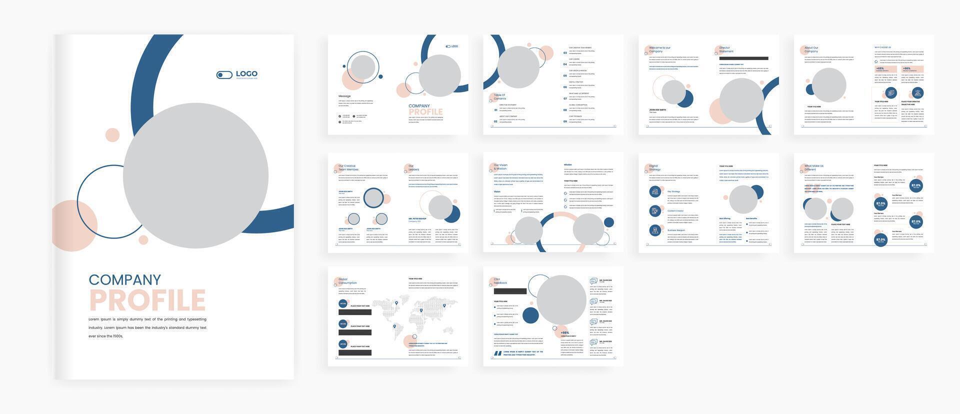 clean abstract company profile brochure template vector