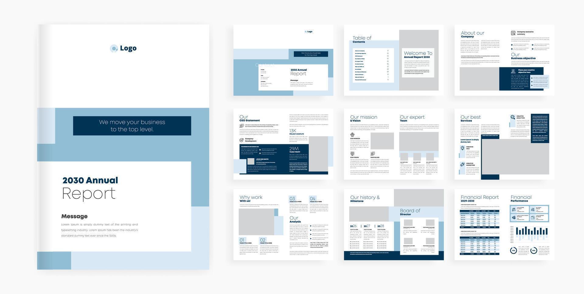 Annual report design template vector